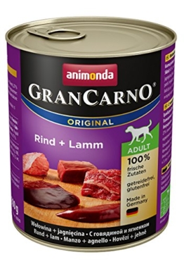Animonda Gran Carno adult Hundefutter, Nassfutter für erwachsene Hunde, Rind + Lamm,  6 x 800 g - 1