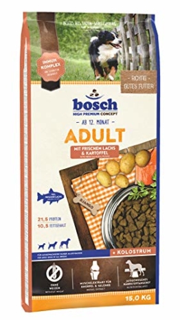 bosch HPC Adult mit frischem Lachs & Kartoffel | Hundetrockenfutter für ausgewachsene Hunde aller Rassen, 1 x 15 kg - 1