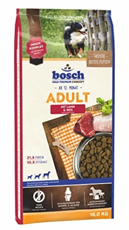 bosch HPC Adult mit Lamm & Reis | Hundetrockenfutter für ausgewachsene Hunde aller Rassen, 1 x 15 kg - 1