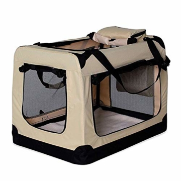 dibea Hundetransportbox Hundetasche Hundebox Faltbare Kleintiertasche Größe XXL Farbe Beige - 1