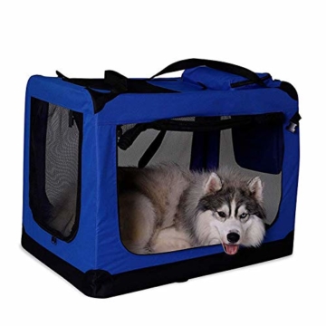 dibea Hundetransportbox Hundetasche Hundebox Faltbare Kleintiertasche Größe XXL Farbe Blau - 2