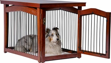 dobar 35246 Multifunktion Hundekäfig mit Absperrung-Gatter aus Holz mit Tischoberfläche für innen, Hundebox Indoor klappbar, braun - 4