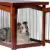 dobar 35246 Multifunktion Hundekäfig mit Absperrung-Gatter aus Holz mit Tischoberfläche für innen, Hundebox Indoor klappbar, braun - 4