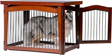 dobar 35246 Multifunktion Hundekäfig mit Absperrung-Gatter aus Holz mit Tischoberfläche für innen, Hundebox Indoor klappbar, braun - 5
