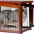 dobar 35246 Multifunktion Hundekäfig mit Absperrung-Gatter aus Holz mit Tischoberfläche für innen, Hundebox Indoor klappbar, braun - 5