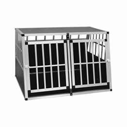 EUGAD Doppel Hundebox Transportbox Hundetransportbox Reisebox Gitterbox Alu Auto Schwarz/Silber 0004LL - 1