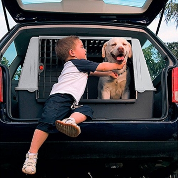 Ferplast Autotransportbox Atlas Car 100 für Hunde und Katzen – Tiertransportbox aus Kunststoff mit praktischer Zwei-Wege-Schiebetür und Zubehörfach - für Tiere bis zu 40 kg – Maße: 100 x 60 x 66cm - 7