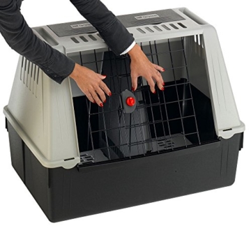 Ferplast Autotransportbox Atlas Car 100 für Hunde und Katzen – Tiertransportbox aus Kunststoff mit praktischer Zwei-Wege-Schiebetür und Zubehörfach - für Tiere bis zu 40 kg – Maße: 100 x 60 x 66cm - 10