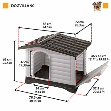 Ferplast Outdoor Hundehütte, Lodge für Hunde DOGVILLA 90 aus schlag- und UV-beständigem Thermoplast, mit zu öffnender Seitenwand - 2