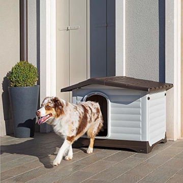 Ferplast Outdoor Hundehütte, Lodge für Hunde DOGVILLA 90 aus schlag- und UV-beständigem Thermoplast, mit zu öffnender Seitenwand - 6