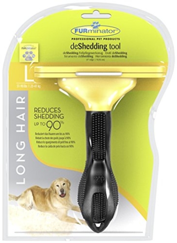 FURminator deShedding Hunde-Pflegewerkzeug zur Fellpflege - Hundebürste in Größe L zur gründlichen Entfernung von Unterwolle und losen Haaren - für langhaarige Hunde - 2