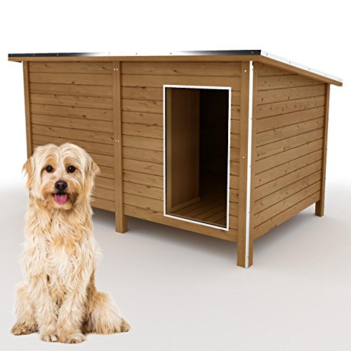 happypet® Hundehütte L oder XL Hundehütte in LFormat, EchtholzHütte