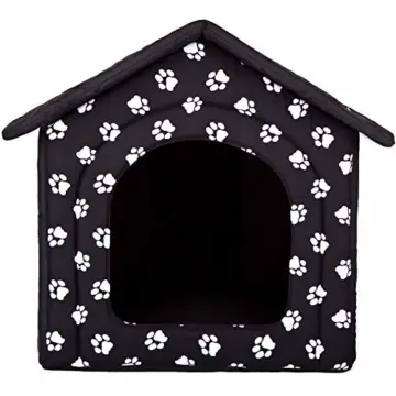 Hobbydog R4 BUDCWL2 Doghouse R4 60X55 cm Black with Paws, L, Black, 1.4 kg - 2