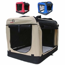 Hundetransportbox faltbar Transportbox für Hunde Hundebox Auto - Dogi Kennel - 6 Größen - 3 Farben (XXL (91 x 64 x64 cm), Beige) - 1