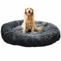 KongEU Deluxe weich Hundebett Sofa waschbar Rundes Plüsch Hundekissen Katzenbett in Doughnut-Form für große und extra große Hunde,Wasserfeste Unterseite-XXL:120CM-dunkelgrau - 1