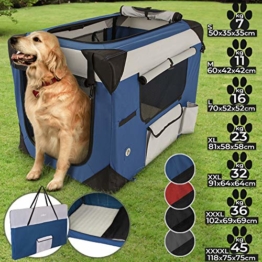 Leopet Hundebox aus Stoff - faltbar, zusammengefaltet tragbar, abwaschbar, Farbwahl, Größenwahl S-XXXXL - Hundetransportbox, Auto Transportbox, Katzenbox für Hunde, Katzen und Kleintiere (S, Blau) - 1