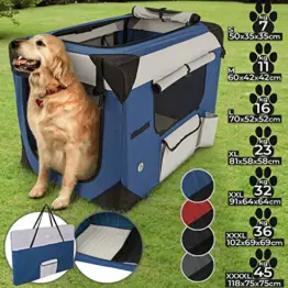 Leopet Hundebox aus Stoff - faltbar, zusammengefaltet tragbar, abwaschbar, Farbwahl, Größenwahl S-XXXXL - Hundetransportbox, Auto Transportbox, Katzenbox für Hunde, Katzen und Kleintiere (XXL, Blau) - 1
