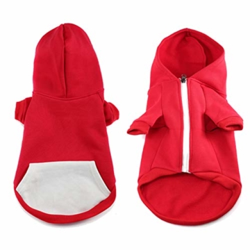 meioro Hunde Kapuzenpullis Warm Hundebekleidung Reißverschluss Hundekleidung Nette Haustier Hoodies (XXL, Rot) - 2