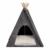 MYANIMALY Tipi Zelt für Haustiere, Katzenzelt, Haustierbett, Haustierhütte für Hunde und Katzen mit beidseitig anwendbarem Kissen, Gestell aus Kiefernholz (60 x 60 cm, Grau/Ecru) - 3