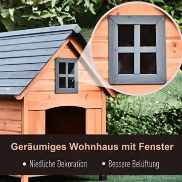 Pawhut Hundehütte im Kabinenstil, Hundehaus, Tannenholz, Natur, 81,3 x 91,5 x 98,5 cm - 5