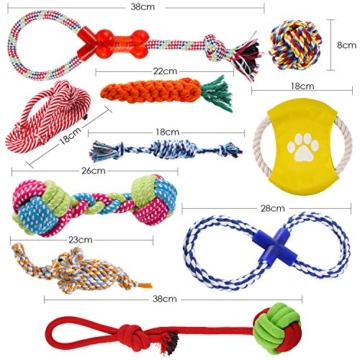 PEDY Hundespielzeug Set,Hundeseile, interaktives Spielzeug,Pet Rope Spielzeug,mit verschiedenen Farbe und Form, geeignet für kleine und mittelgroße Hunde (10 Stück ) - 2