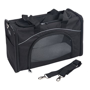 Petsfit Faltbare Transportbox für Haustiere, Fluggesellschaft zugelassen, Schwarze Haustiertragetasche, Zwei Platzierung-Methode in Flugzeugen, 47cm x 24cm x 31cm - 6