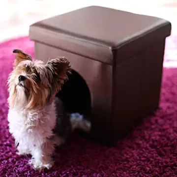 Relaxdays Hundebox Sitzhocker HBT 38 x 38 x 38 cm stabiler Sitzcube mit praktischer Tierhöhle für Hunde und Katze aus hochwertigem Kunstleder und Deckel zum Abnehmen für Ihren Wohnraum, braun - 2
