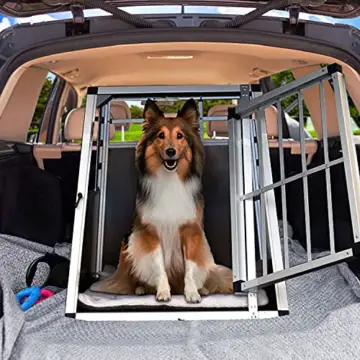 Sam´s Pet Alu Hundetransportbox L - 91 × 65 × 69 cm – Auto Hundebox robust & pflegeleicht – Gittertür verschließbar - Autotransportbox für Hunde - 3