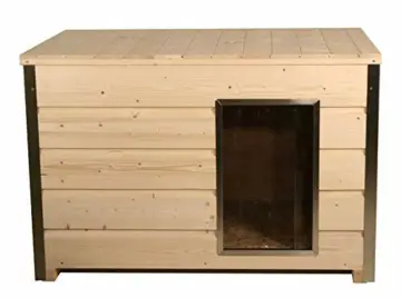 SAUERLAND Holz-Hundehütte mit 30 mm Isolierung und Flachdach, Eingang Längsseite - 