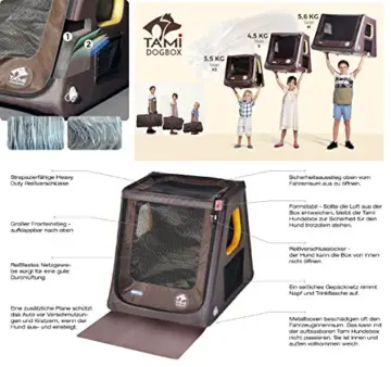 Tami - Hundetransportbox aufblasbar Tragebox Transportbox Hundebox Reisebox Autotransportbox Kofferraumbox Gitterbox Käfig Hund Box Dogbox inflatable inkl. Dog-Vital Bio-Hundekeks (Backseat L) - 6