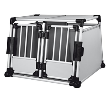 Trixie 39345 Transportbox, doppelt, Aluminium, M–L: 93 × 64 × 88 cm, silber/hellgrau - 2