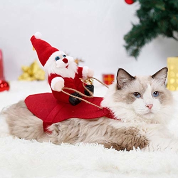 Yeswell Hundekostüm Weihnachten, Katze Hund Weihnachtskostüm, Weihnachtsmann Hundebekleidung Hundemantel, Justierbare Weihnachts Kostüm Jacken für Klein Mittel Groß Katze Hund, (S) - 4