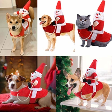 Yeswell Hundekostüm Weihnachten, Katze Hund Weihnachtskostüm, Weihnachtsmann Hundebekleidung Hundemantel, Justierbare Weihnachts Kostüm Jacken für Klein Mittel Groß Katze Hund, (S) - 5