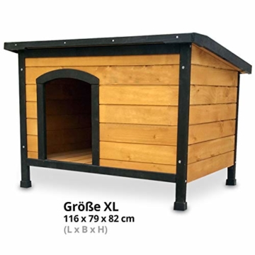 zooprinz wetterfeste Hundehütte Rex - aus massivem Holz und Dach zum Öffnen - perfekt für draußen - mit umweltfreundlicher Farbe gestrichen - 3 Größen zur Wahl (Braun, Größe XL) - 7